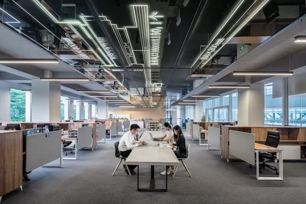 Modern office corporate building workspaces representation