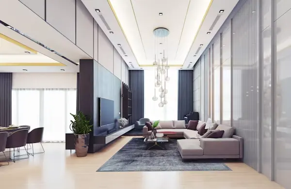 Living room interior design representing comfortable everyday living